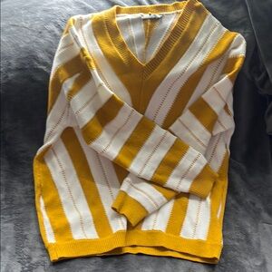 Yellow and White Striped Sweater